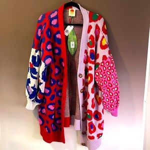 Farm rio oversized pop leopard cardigan sweater- brand new with tags!